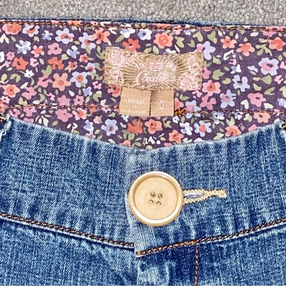 0 XS VTG Y2k Candies Denim Bell Bottom Wide Leg Flare Side Pocket Low Rose Jeans - Picture 8 of 11